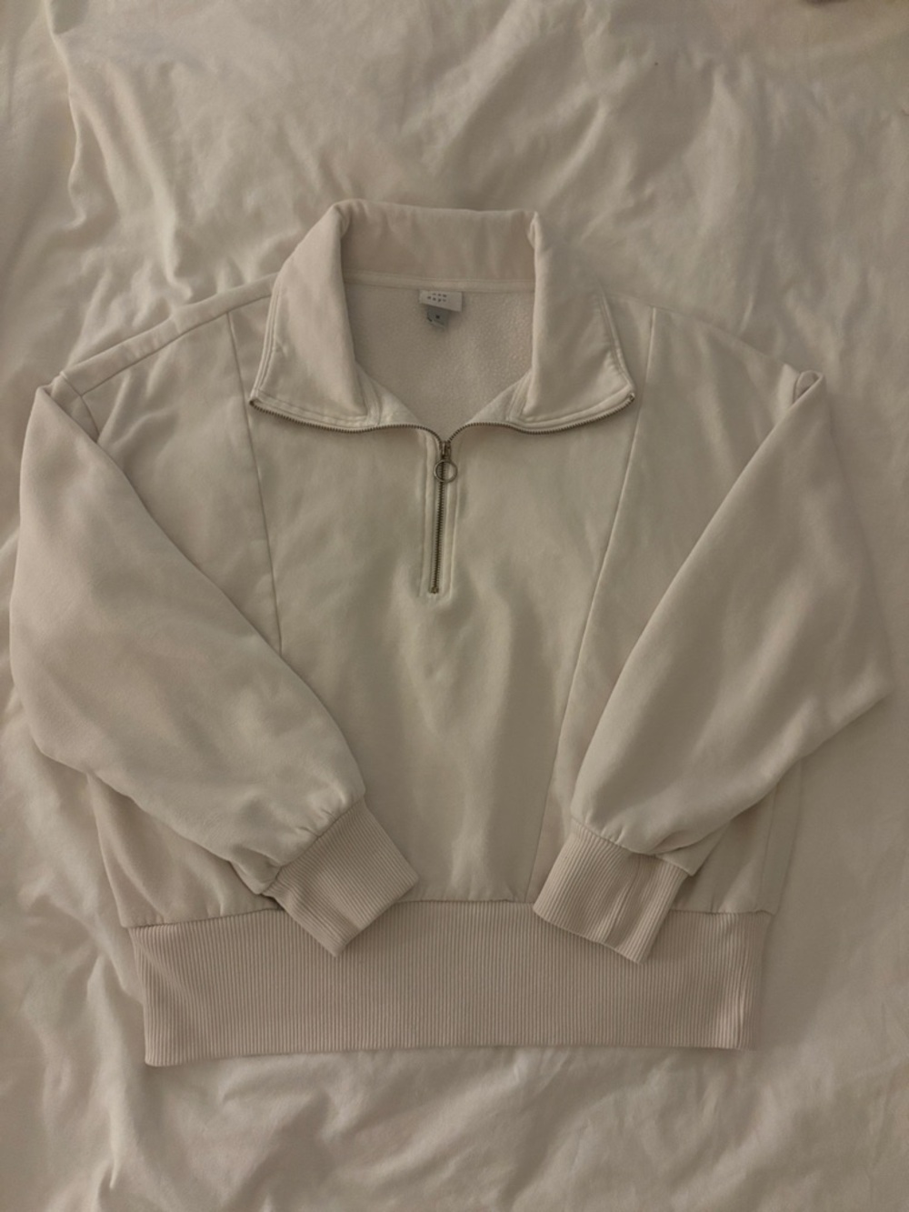 Cream Half-Zip Pullover Sweatshirt